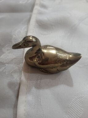 mid century Vintage Brass Duck Figure Sculpture